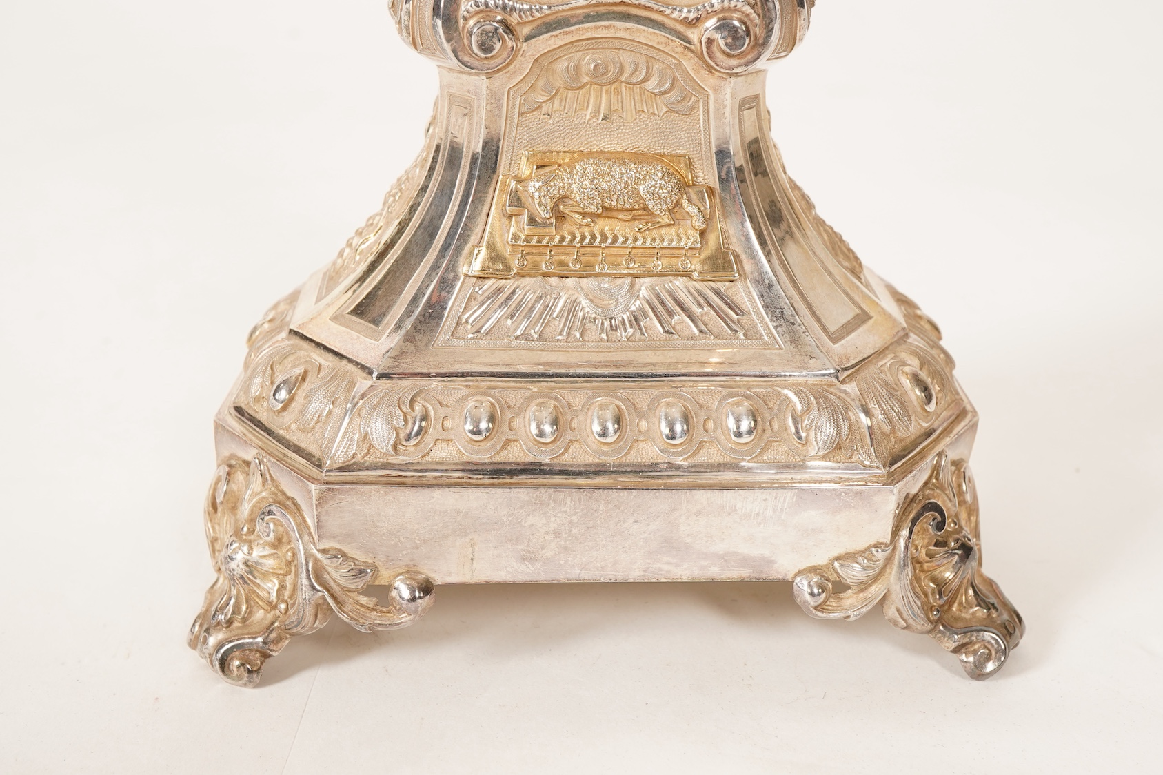 A mid 19th century French 950 standard parcel gilt silver Monstrance, by Placide Poussielgue-Rusand of Paris (1847-1891)